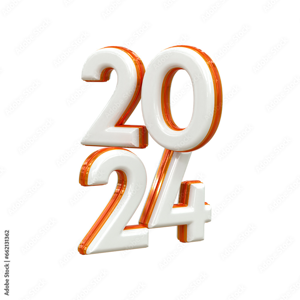 3d rendering Happy new year 2024 gold 3d text effect banner design template 3d rendering Happy new year 2024 gold 3d text effect banner design template