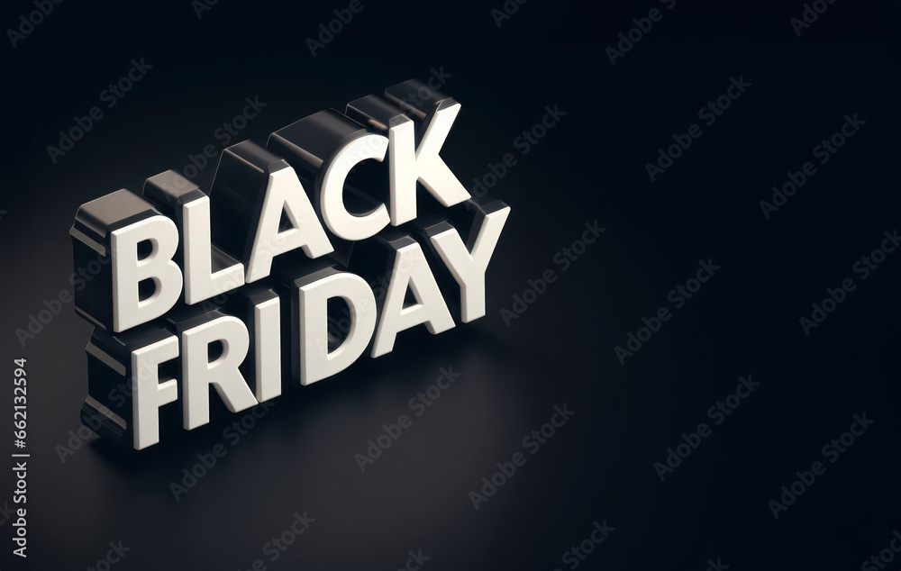Obraz premium 3d metallic black friday text on dark background