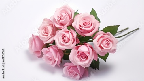 Bouquet of pink roses on white background Isolate on white 