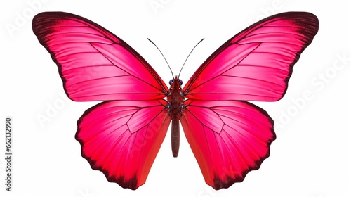 Butterfly isolated on white Butterfly unusual crimson bright pink color Colotis zoe from Madagascar Pieridae, Lepidoptera, collection butterflies, Entomology