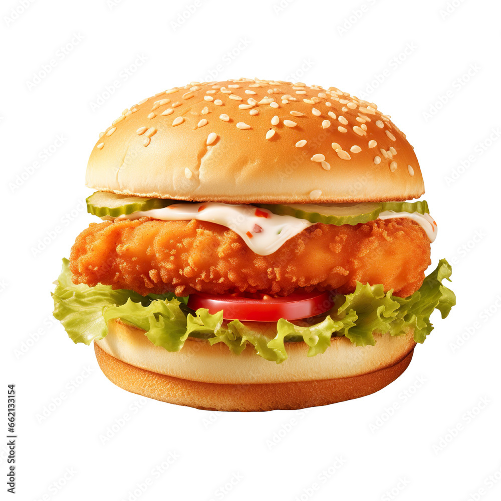chicken burger isolated on a transparent background chicken burger isolated on a transparent background
