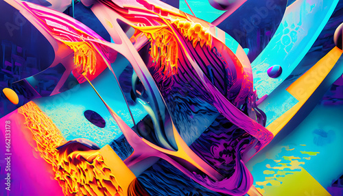 3D vibrant 8K colorful movement and flow for background on digital art, Generative AI.