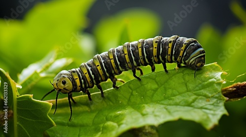 Caterpillar munching on a leaf inch by inch © Muhammad
