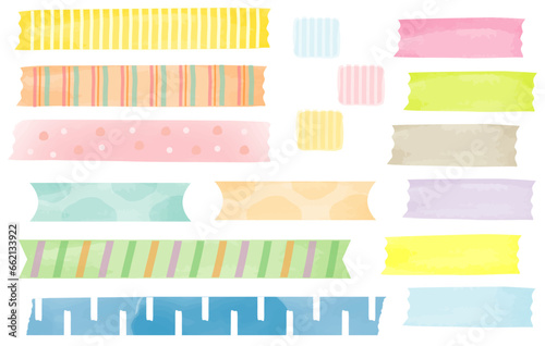 水彩のマスキングテープ（無地や模様）　watercolor masking tape
