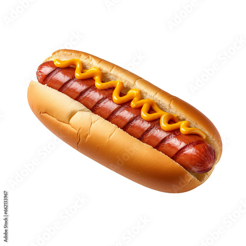 top view of a hotdog isolated on a transparent background PNG
