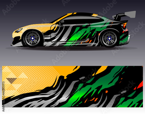 Car wrap design vector.Graphic abstract stripe racing background designs for vehicle  rally  race  adventure and car racing livery