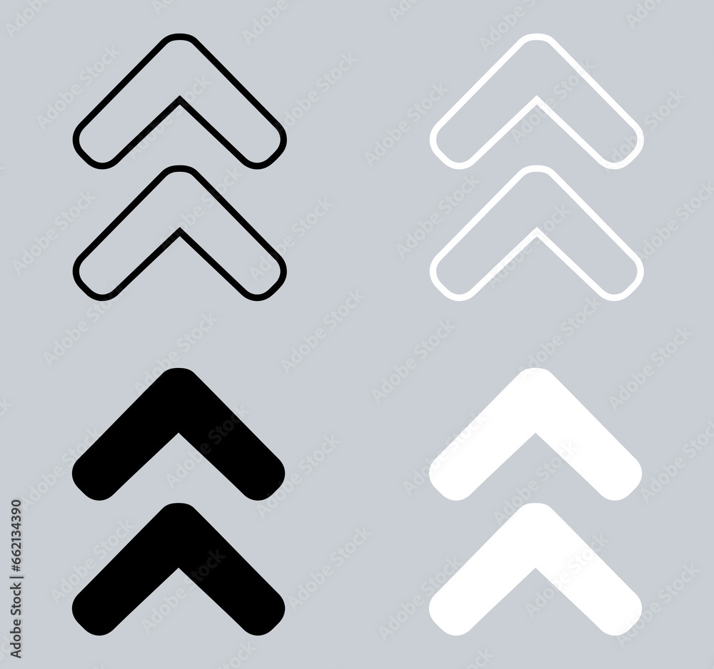 Set of Up arrow icon. Scroll Up icon sign symbol in trendy flat style. Up arrow vector icon illustration isolated on gray background
