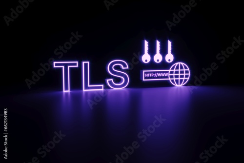 TLS neon concept self illumination background 3D illustration photo