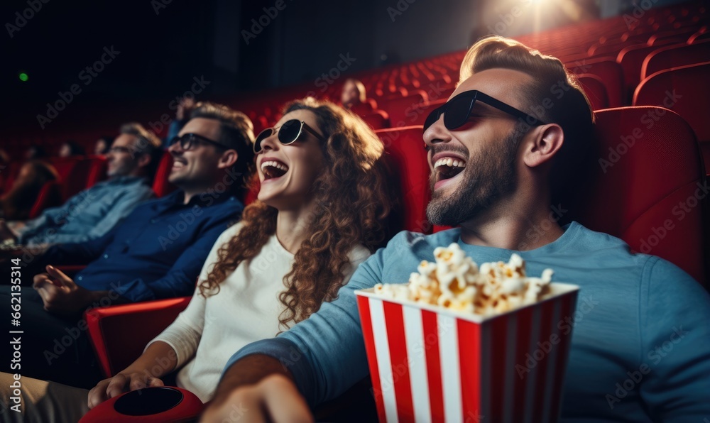 Fototapeta premium Happy friend at the cinema