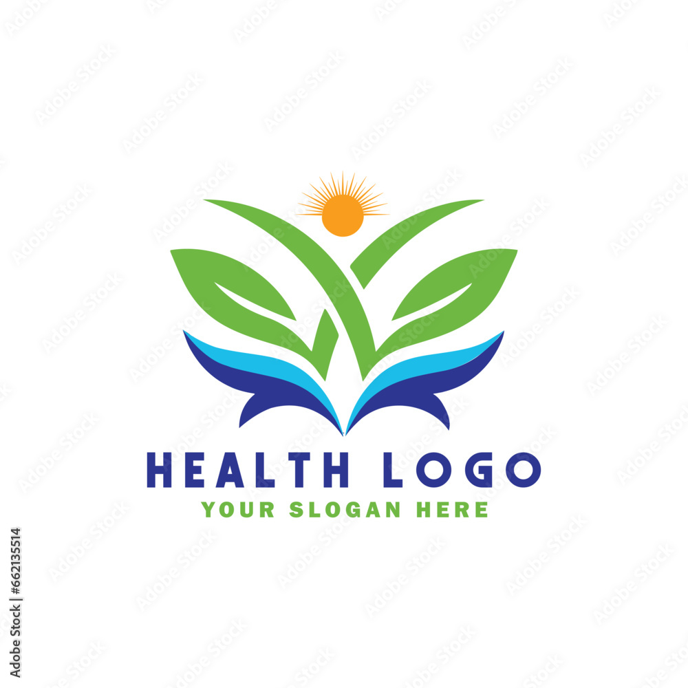 natural healthcare logo design vector
