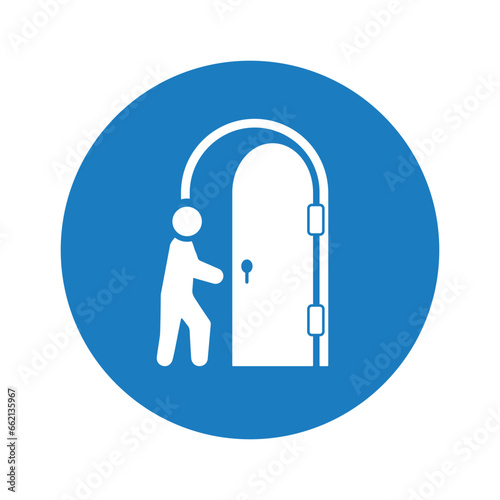 Door, entry, in icon.