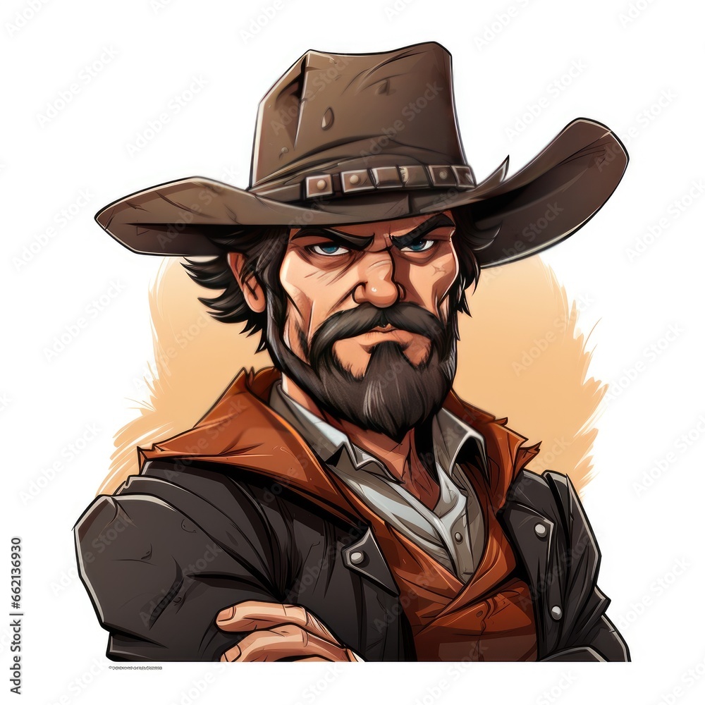 Gruff cowboy character in a western movie - obrazy, fototapety, plakaty 