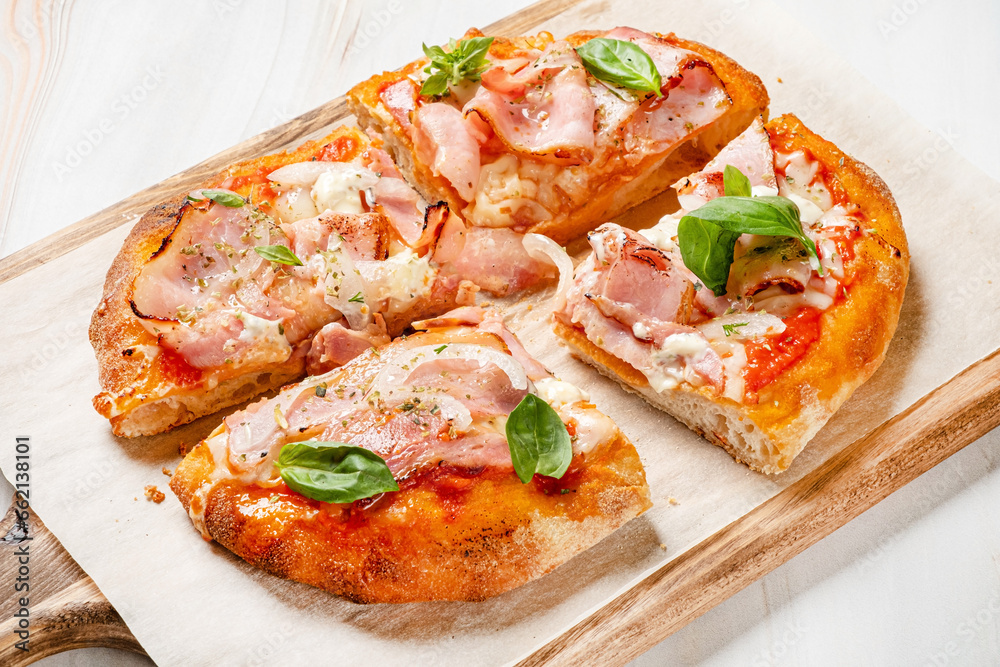 tasty pizza on the board tasty pizza on the board