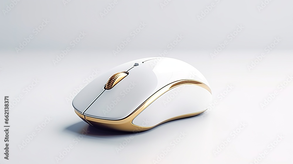 stylish luxury computer mouse in white and gold shiny glossy material with copyspace stylish luxury computer mouse in white and gold shiny glossy material with copyspace