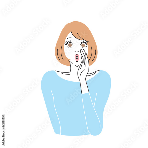 内緒話をするボブヘアの女性上半身