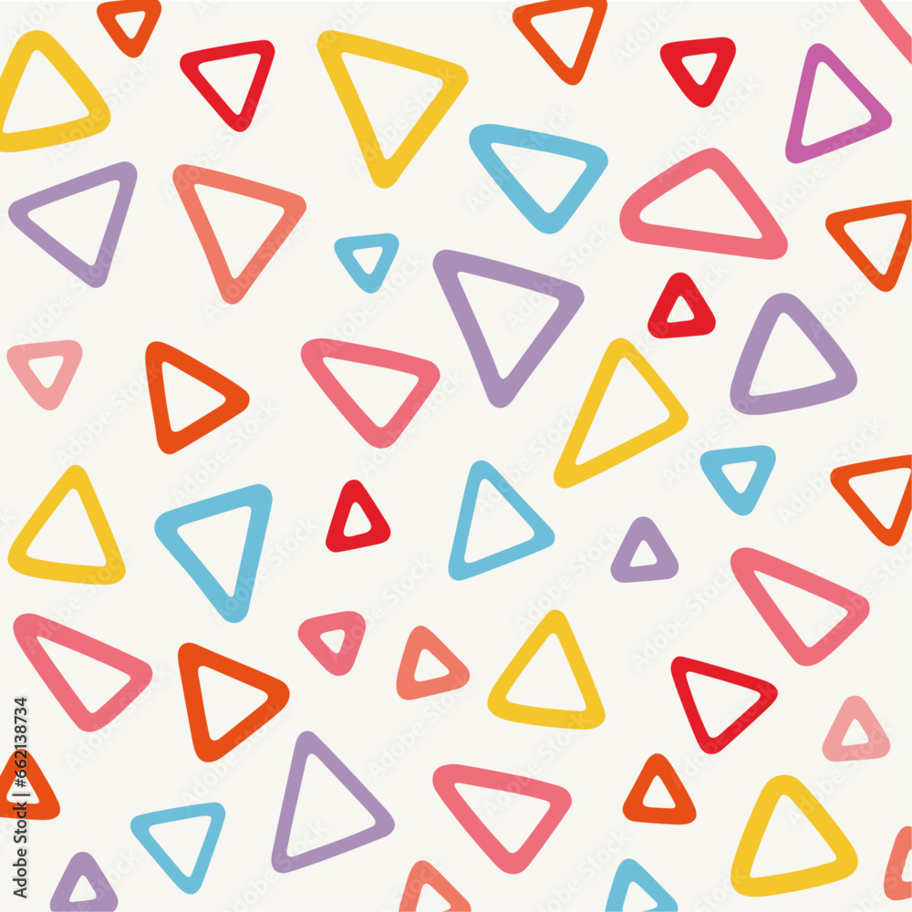 Colorful Pastel Triangle Seamless Pattern.A vibrant and cheerful seamless pattern with colorful pastel triangles on a white background. 