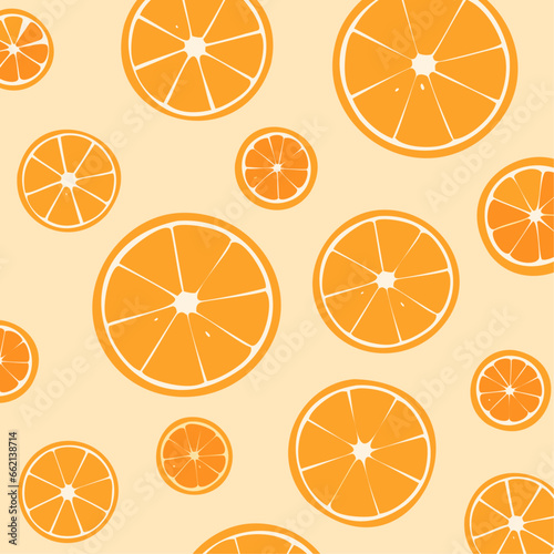 Orange Slice Seamless Pattern.A vibrant and juicy seamless pattern of orange slices on a white background. 