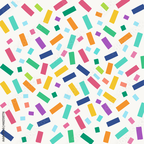 A fun and festive seamless pattern with colorful confetti on a white background.Falling colorful confetti doodle seamless pattern vector image