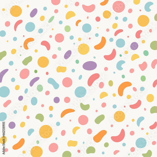 A vibrant and cheerful seamless pattern with colorful pastel dots on a white background.Colorful vector texture with circles.