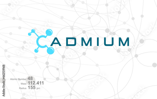 Modern logo design for the word "CADMIUM" which belongs to atoms in the atomic periodic system.