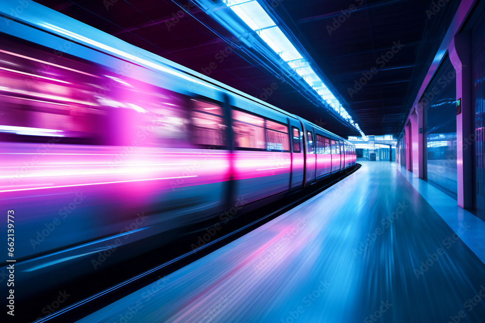 Subway station with a motion blurred high speed train passing by Subway station with a motion blurred high speed train passing by
