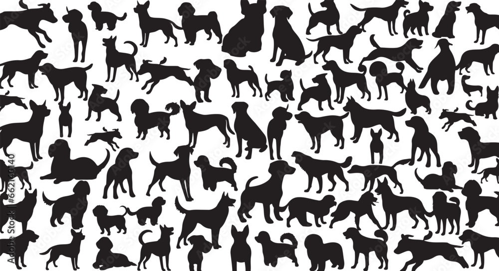 Dog Breeds vector silhouette set black