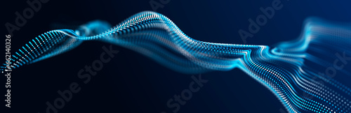 Digital landscape with dots and lines. Cyberspace grid. Background concept for your design. 3d