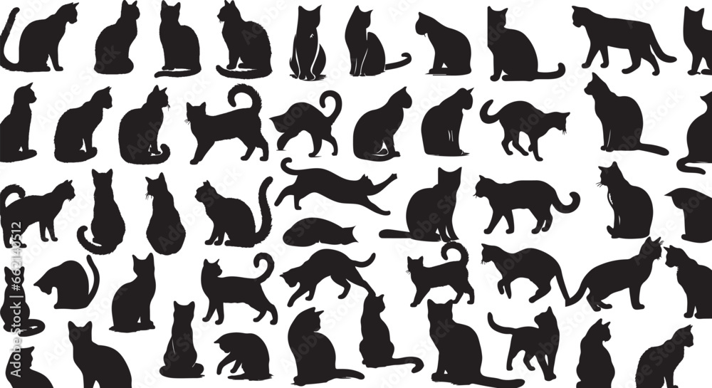 Cats silhouette Set, Cats collection - obrazy, fototapety, plakaty 