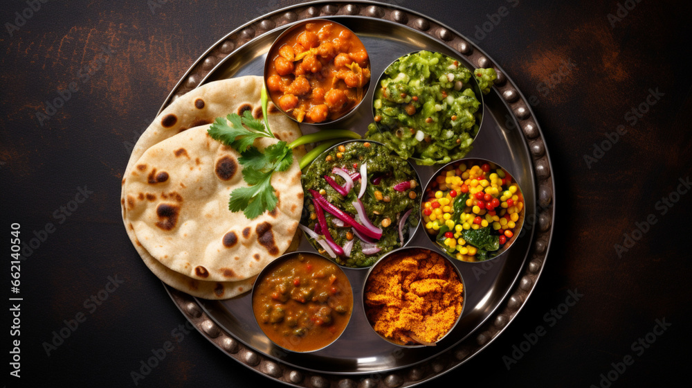 baisakhi traditional food on indian plate., generative ai