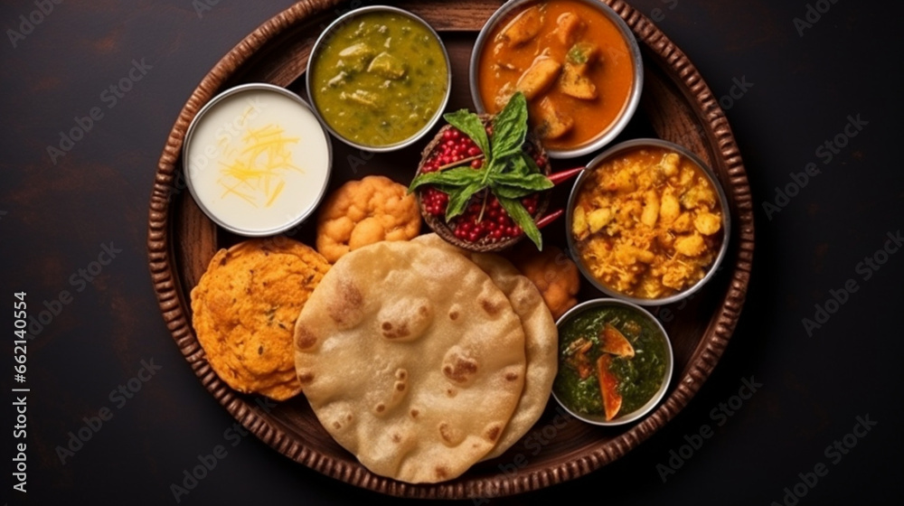 baisakhi traditional food on indian plate., generative ai