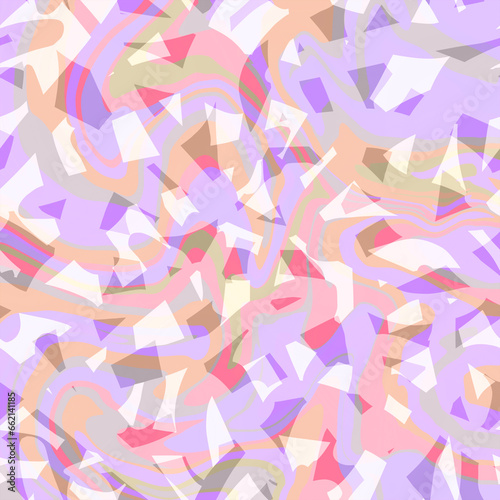 Abstract geometric multicolor wavy marble pattern Pastel bleached pink, lilac, orange, white colors