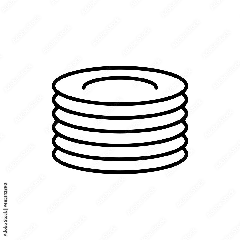 Plates, dishes line icon, linear vector flat illustration on white background..eps Plates, dishes line icon, linear vector flat illustration on white background..eps