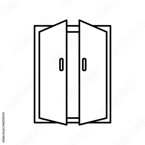 Open double door outline icon. Exit doorway simple line vector icon. Pull door symbol flat trendy style illustrtion on white background..eps