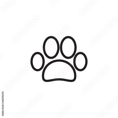 Paw icon vector, filled flat sign, linner illustration on white background..eps