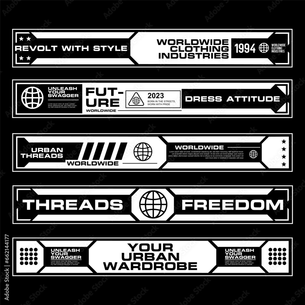 Stripe futuristic cyberpunk line clothing streetwear design template