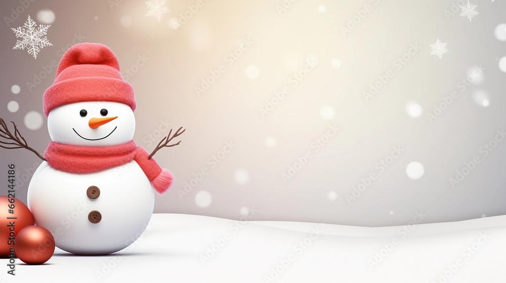 space for text on pastel background surrounded by christmas snowman, background image, AI generated