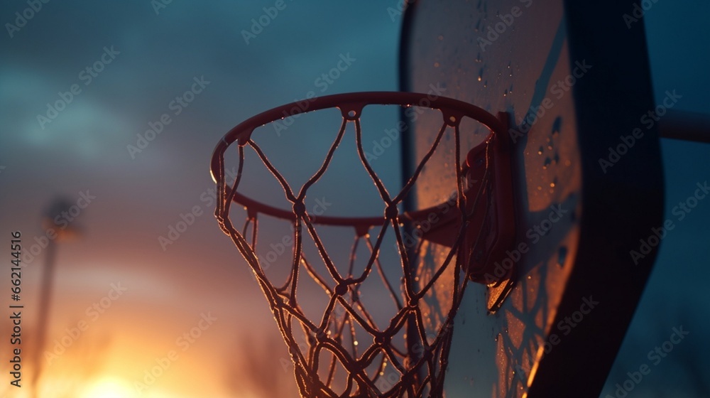 Close up of basketball hoop