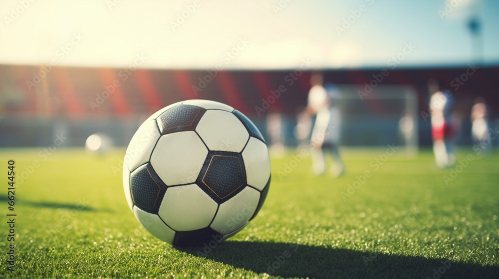 Close up of a football soccer ball at women's soccer match