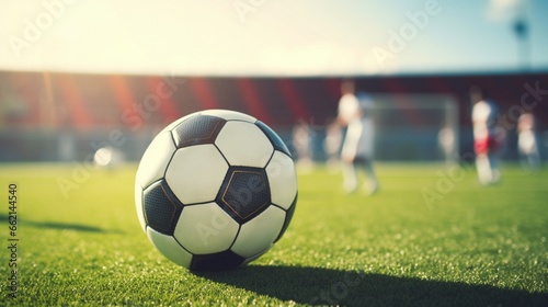 Close up of a football soccer ball at women's soccer match © Muhammad