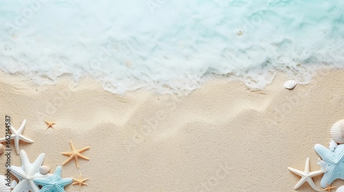 space for text on textured background surrounded by beautiful beach from top view, background image, AI generated