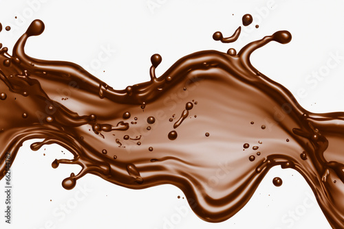Chocolate and cocoa milk wave splashes, isolated dessert swirl drink or flow stream with splatters. Realistic vector brown coffee streams with drops, liquid splashing with droplets 3d wav splashes