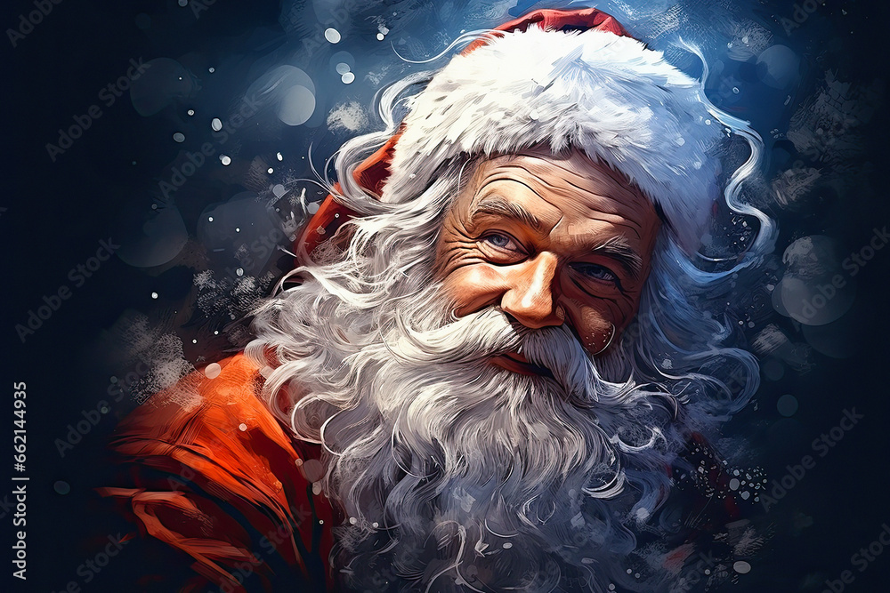 illustration of traditional Santa Claus. blue starry sky in the background illustration of traditional Santa Claus. blue starry sky in the background