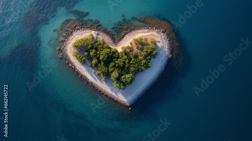 Heart-shaped Island Aerial View: Breathtaking Drone Photo Captures Unique Island Formation © Muhammad