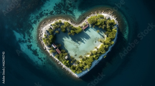 Heart-shaped Island Aerial View: Breathtaking Drone Photo Captures Unique Island Formation