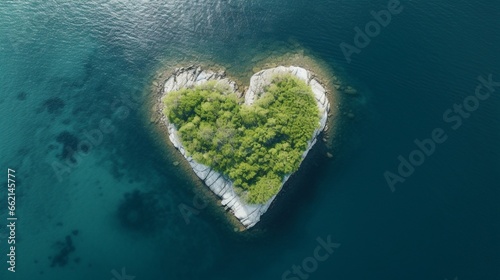 Heart-shaped Island Aerial View: Breathtaking Drone Photo Captures Unique Island Formation © Muhammad