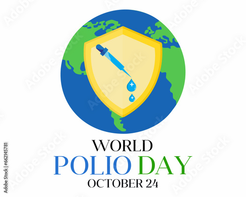 Time to vaccinate World Polio Day poster design protect from virus.