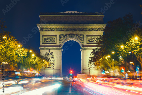 Arc de Triomph in Paris France by night December © espiegle