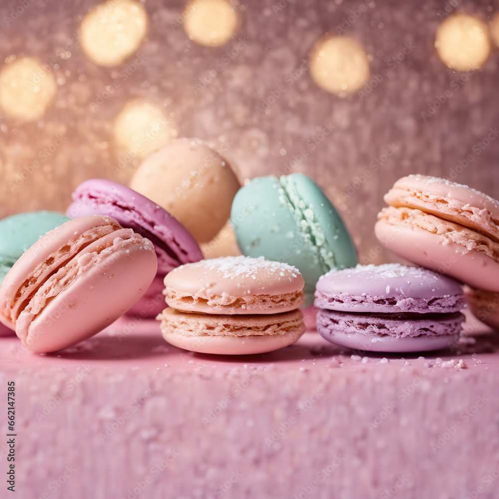 Fototapeta premium Colorful macaroons in pastel colors