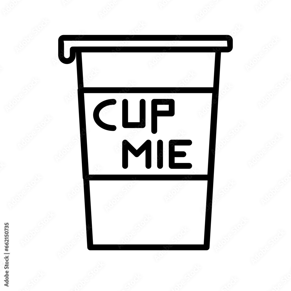 Cup Mie Icon and Illustration in Line Style Cup Mie Icon and Illustration in Line Style