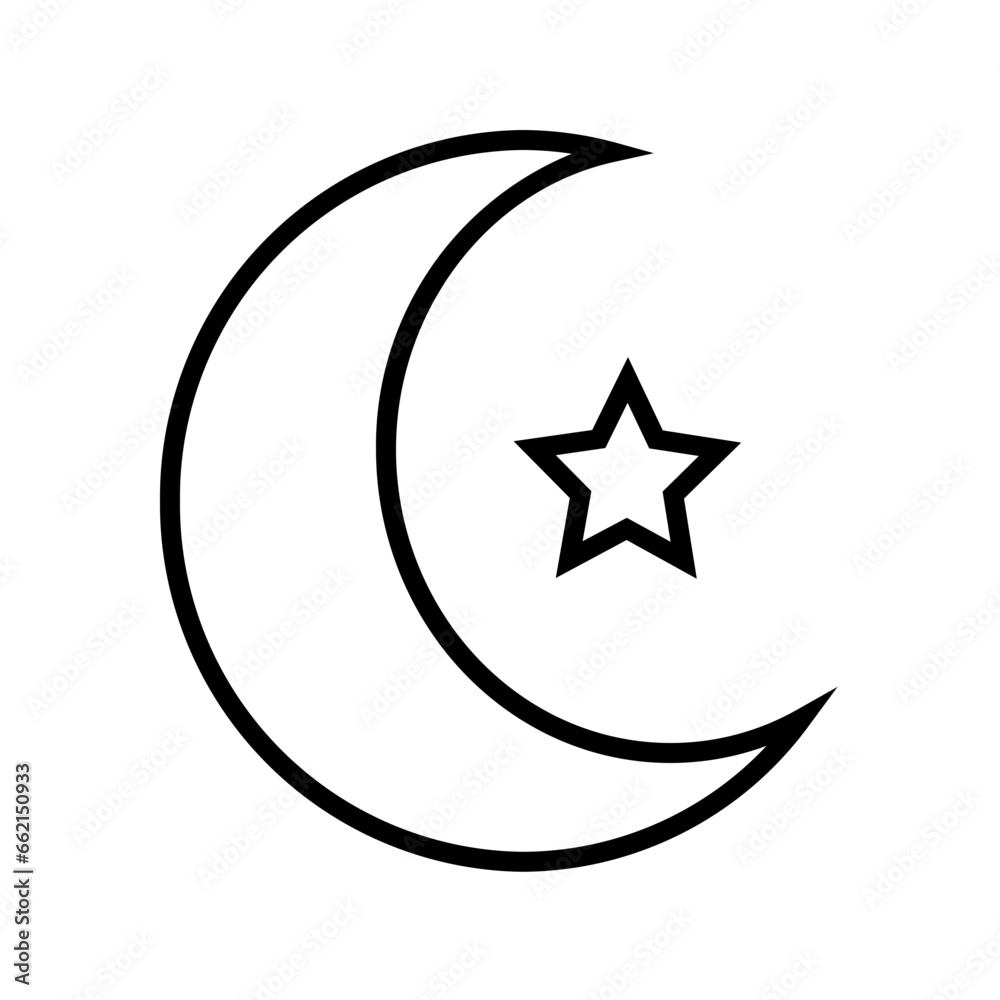 Night Icon and Illustration in Line Style Night Icon and Illustration in Line Style
